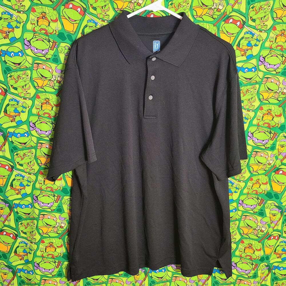 PGA TOUR GOLF BLACK POLO XL CLEAN GOOD CONDITION
